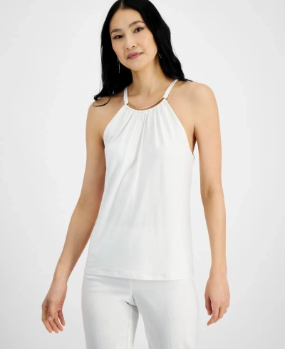 Inc International Concepts Women's Hardware-trim Halter Top, Created For Macy's In Washed White