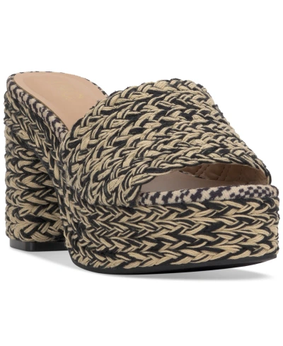 Inc International Concepts Women's Hazila Espadrille Slide Wedge Sandals, Created For Macy's In Black,natural