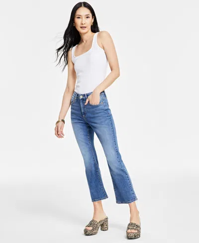 Inc International Concepts Women's High Rise Crop Flare Jeans, Created For Macy's In Medium Indigo