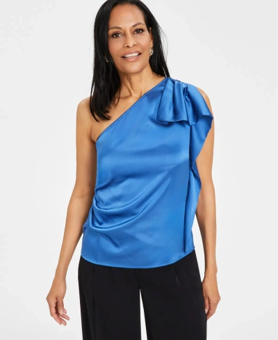 Inc International Concepts Women's One-shoulder Ruffled Top, Created For Macy's In Deep Cornflower