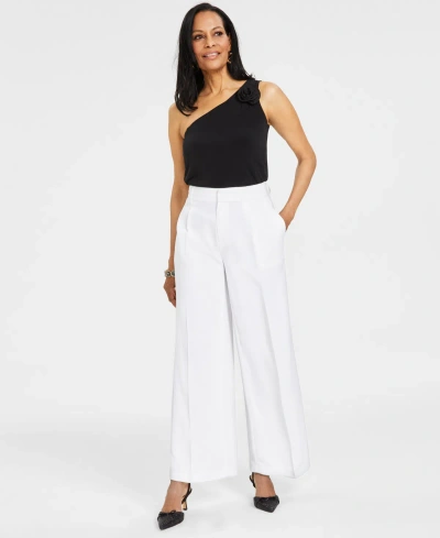 Inc International Concepts Women's Pleated Wide-leg Trousers, Created For Macy's In Bright White