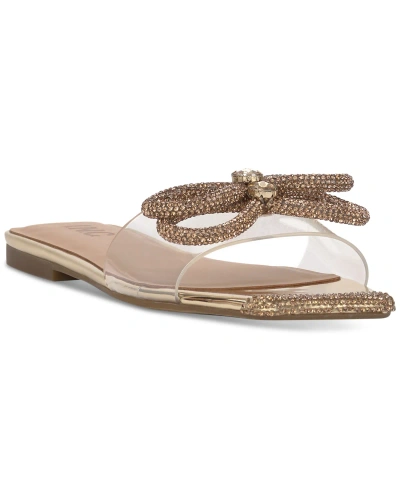 Inc International Concepts Women's Plora Embellished Slide Sandals, Created For Macy's In Gold,clear