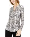 Inc International Concepts Petite Printed Zip-pocket Long-sleeve Top, Created For Macy's In Desert Snake