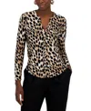 Inc International Concepts Petite Printed Zip-pocket Long-sleeve Top, Created For Macy's In Ombre Cheetah