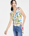 INC INTERNATIONAL CONCEPTS WOMEN'S PRINTED SURPLICE TOP, CREATED FOR MACY'S