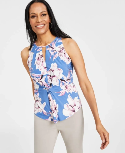 Inc International Concepts Women's Printed Twist-front Halter Top, Created For Macy's In Mariana Garden