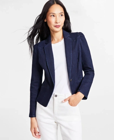 Inc International Concepts Women's Puff-sleeve Blazer, Created For Macy's In Dark Indigo