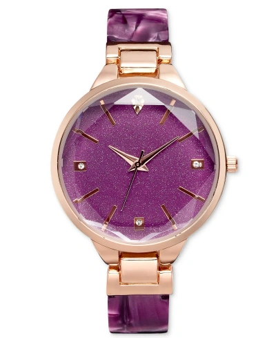 Inc International Concepts Women's Purple Half-bangle Bracelet Watch 36mm, Created For Macy's