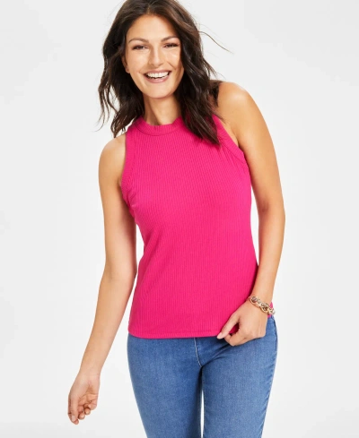 Inc International Concepts Women's Ribbed Crewneck Tank, Created For Macy's In Pink Dragonfruit