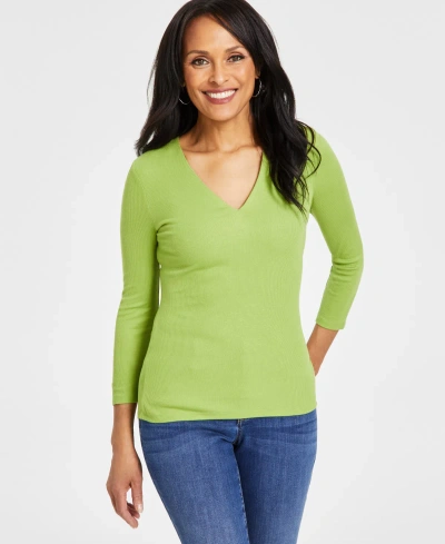 Inc International Concepts Women's Ribbed Top, Created For Macy's In Lizard