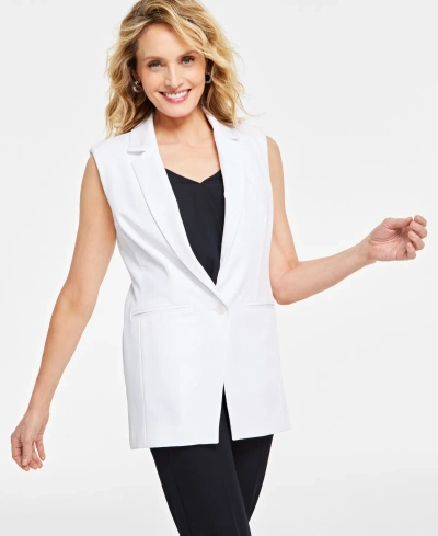 Inc International Concepts Petite One-button Sleeveless Blazer, Created For Macy's In Bright White
