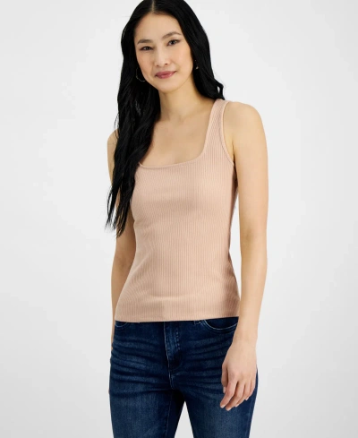 Inc International Concepts Women's Square Neck Rib Tank, Created For Macy's In Naked Clay