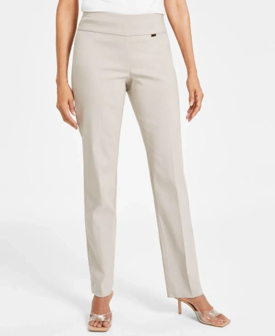 Inc International Concepts Women's Tummy-control Pull-on Straight-leg Pants, Created For Macy's In Summer Straw