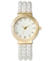 INC INTERNATIONAL CONCEPTS WOMEN'S WHITE IMITATION PEARL BRACELET WATCH 38MM, CREATED FOR MACY'S