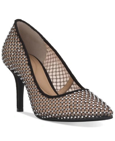 Inc International Concepts Women's Zitah Embellished Pointed Toe Pumps, Created For Macy's In Black Mesh Bling