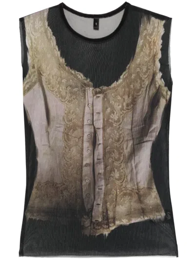 Ia London Graphic-print Tank Top In Black