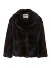 Iacopa Brown Fur Jacket With Notched Revers And Front Concealed Closure In Fur Woman In Brown