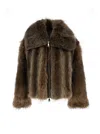 Iacopa Brown Fur Jacket With Wide Collar And Front Zip Closure In Fur Woman In Brown