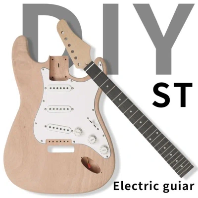 Iaga Diy 6 String St Style Electric Guitar Kits With Mahogany Body, Maple Neck And Accessories In Brown