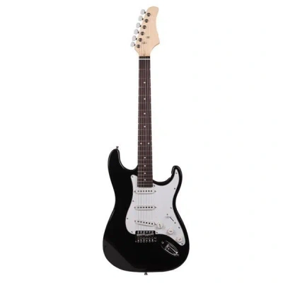 Iaga Rosewood Fingerboard Electric Guitar Black W/ White In Multi