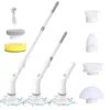 Iagreea Shower Scrubber With 6 Replaceable Brush Heads, Ipx6 Waterproof Cordless Power Cleaning Brush With A In White