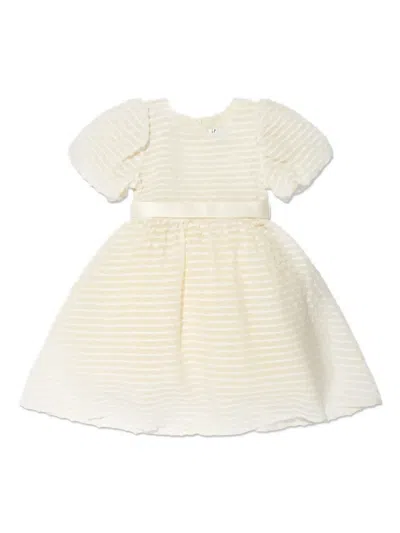 Iame Kids' Bow-detail Striped Midi Dress In Neutrals