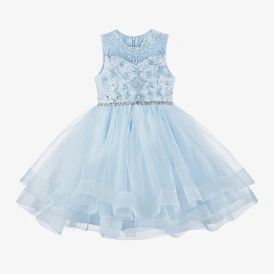 Iame Kids'  Girls Blue Floral Tulle Dress