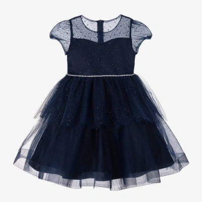 Iame Kids'  Girls Navy Blue Sparkle Tulle Dress