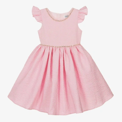 Iame Kids' Rose-jacquard Cotton Pleated Dress In Pink