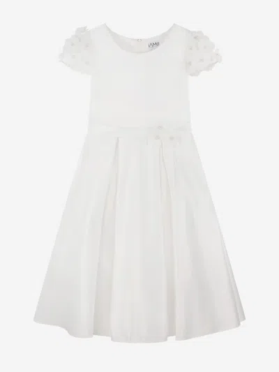 Iame Kids' Bead-embellished Silk Dress In White