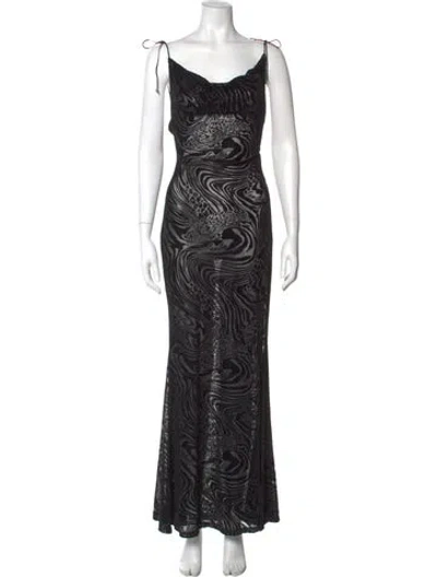 Pre-owned I.am.gia Animal Print Long Dress In Black
