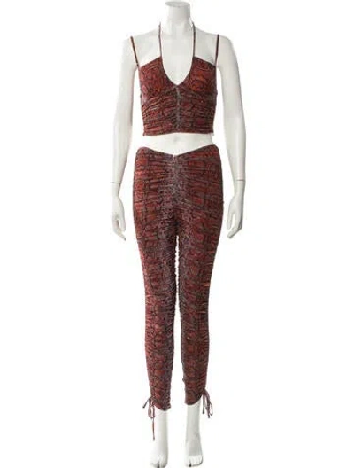Pre-owned I.am.gia Animal Print Mesh Accents Pant Set In Orange