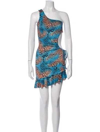 Pre-owned I.am.gia Animal Print Mini Dress In Blue