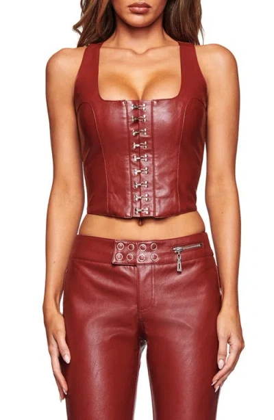 I.am.gia Ashton Faux Leather Corset Top In Brown