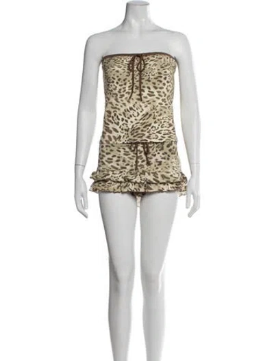 Pre-owned I.am.gia Bamboo Animal Print Skirt Set W/ Tags In Black