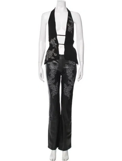 Pre-owned I.am.gia Bamboo Floral Print Pantsuit In Black