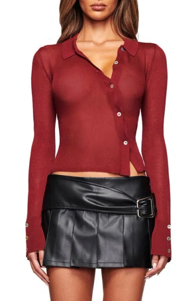 I.am.gia Davina Asymmetrical Rib Knit Top In Brown
