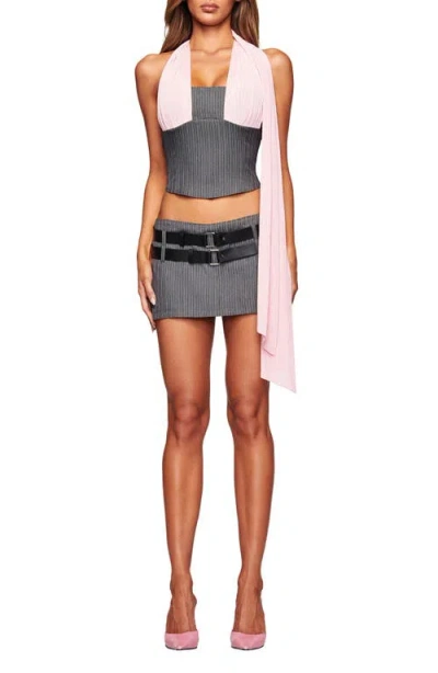 I.am.gia Devon Pinstripe Halter Top In Gray