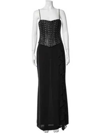 Pre-owned I.am.gia Faux Leather Long Dress In Black