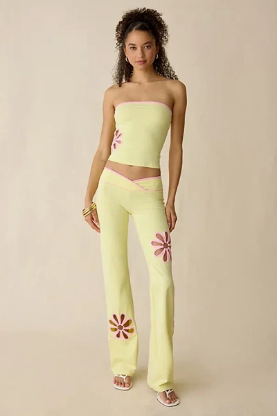 I.am.gia I. Am. Gia. Daisy Cutout Low-rise Flare Pant In Light Yellow, Women's At Urban Outfitters