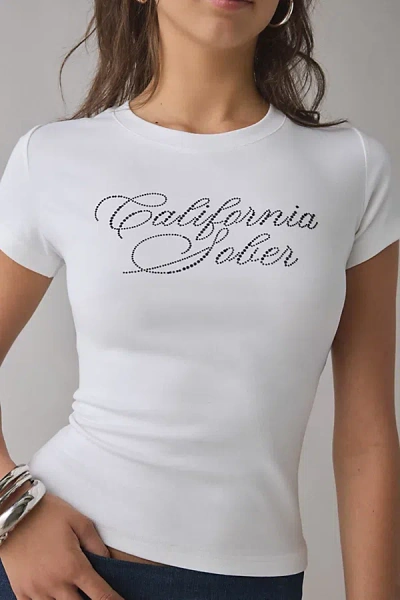 I.am.gia I. Am. Gia Odezia Rhinestone Graphic Baby Tee In White, Women's At Urban Outfitters