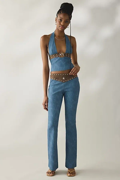 I.am.gia I. Am. Gia. Studded Faux Leather Bootcut Pant In Brown, Women's At Urban Outfitters In Blue