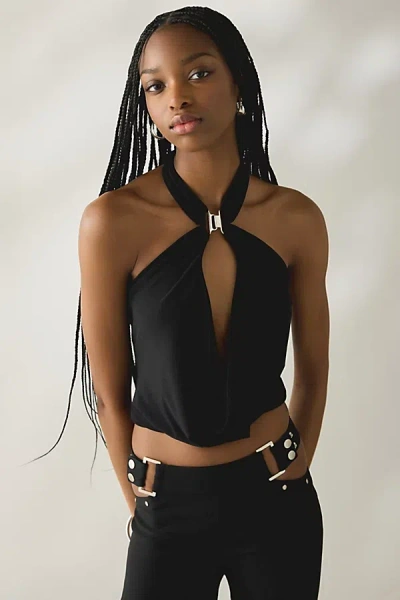 I.am.gia I. Am. Gia. Valentina Keyhole Halter Neck Top In Black, Women's At Urban Outfitters