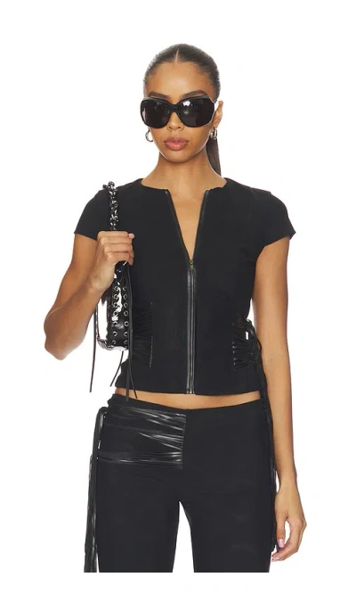 I.am.gia Iselda Fringe Top In Black