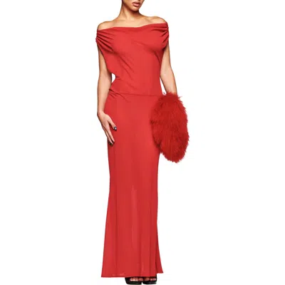 I.am.gia Kahlo Off-the-shoulder Cocktail Dress In Red