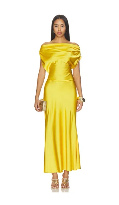 I.am.gia Kahlo Satin Maxi Dress In Yellow