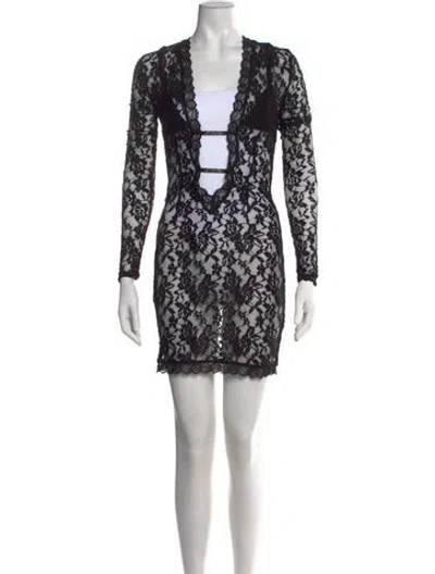 Pre-owned I.am.gia Lace Pattern Mini Dress In Black