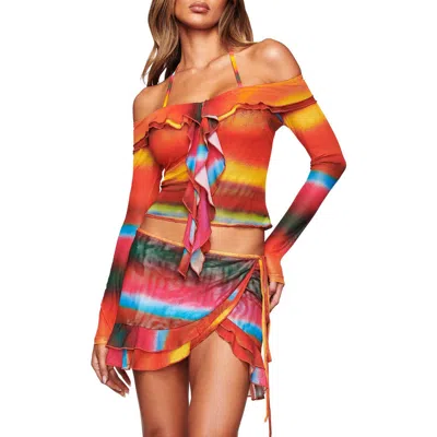 I.am.gia Mariska Off The Shoulder Mesh Top In Multi