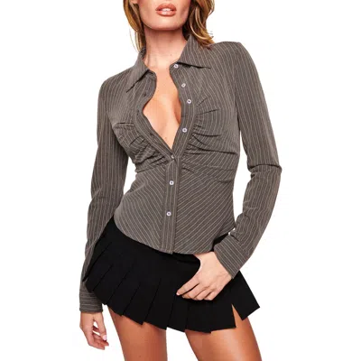 I.am.gia Monica Pinstripe Button Up Shirt In Gray