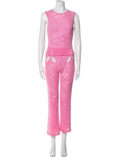 Pre-owned I.am.gia Nylon Printed Pant Set In Pink